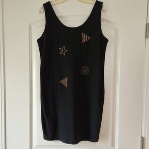 BLAKE ADAMS BLACK DRESS WITH BEADED GEOMETRIC SHAPES SIZE XL
